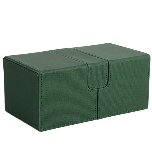 (200+) Green Card Deck Box 3 Drawer Design with Dice Tray Card Deck Case PU Leather