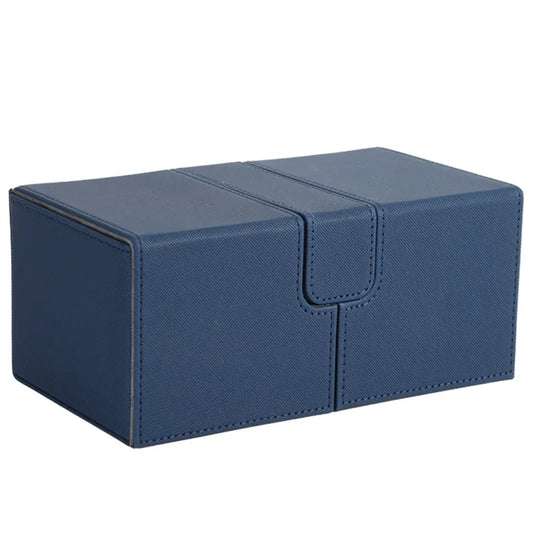 (200+) Blue Card Deck Box 3 Drawer Design with Dice Tray Card Deck Case PU Leather