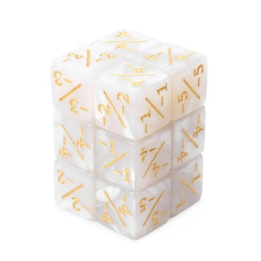 10 White Counter Dice Polyhedral