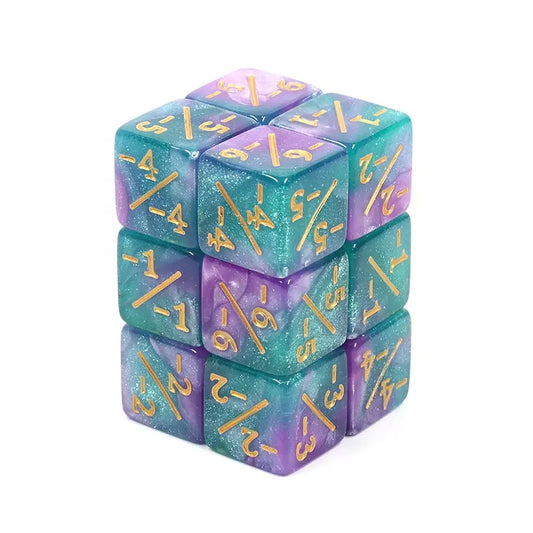 10 Purple/Blue Counter Dice Polyhedral