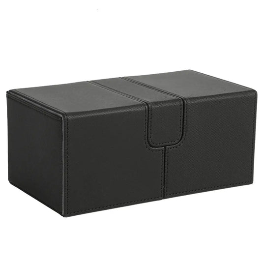 (200+) Black Card Deck Box 3 Drawer Design with Dice Tray Card Deck Case PU Leather