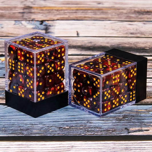36 Red/Black 12mm Pips Dice With Plastic Box